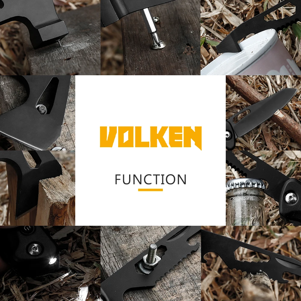 New Outdoor Multi-purpose Axe Camping Multi-purpose Tool Hhammer with Screwdriver Head Opener Teeth Knife