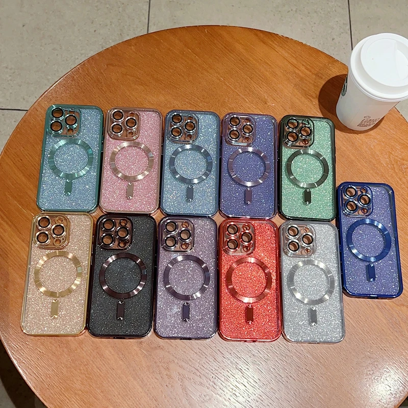 2023 Stylish Pretty Glitter Luxury Magnetic Mobile phone case For iPhone 14 13 12 11 Pro Max 14 Plus MagSafe Protective cover