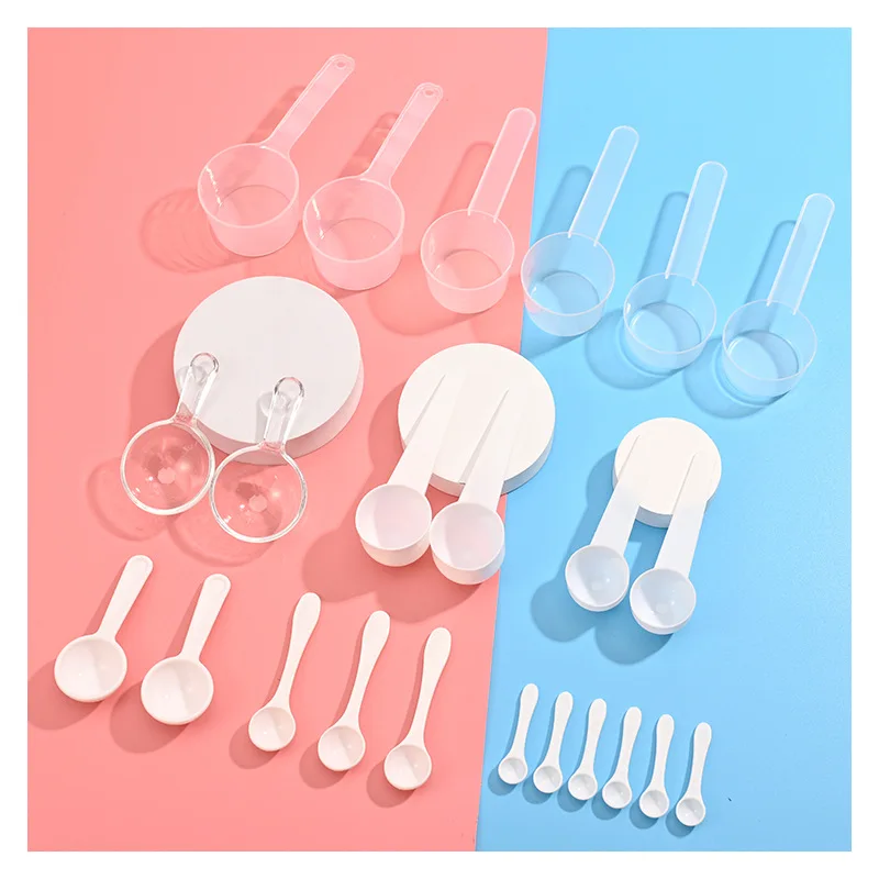 10g Clear Plastic measuring scoop Powder spoon short handle round bottom