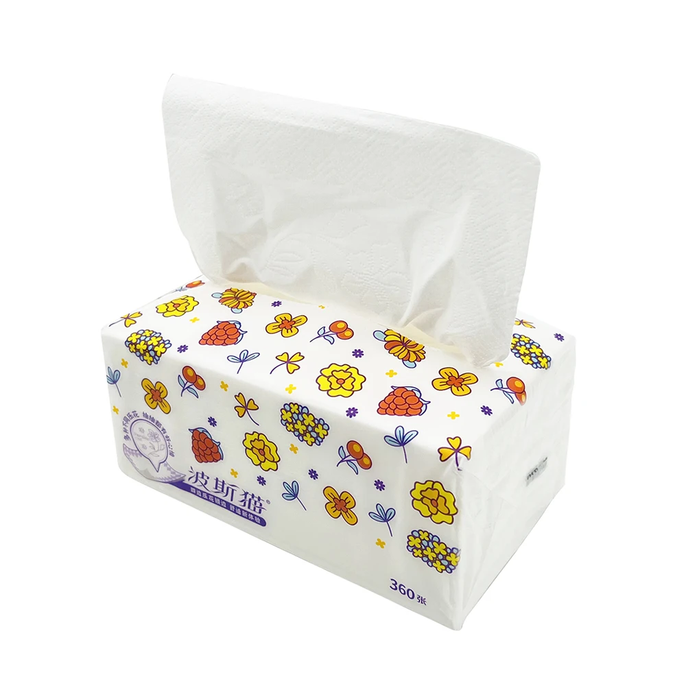 QINGSHE Custom Face Tissue Paper Factory Paper Towels 4 PLY Virgin Wood Pulp 90 Sheets Facial Tissue Paper