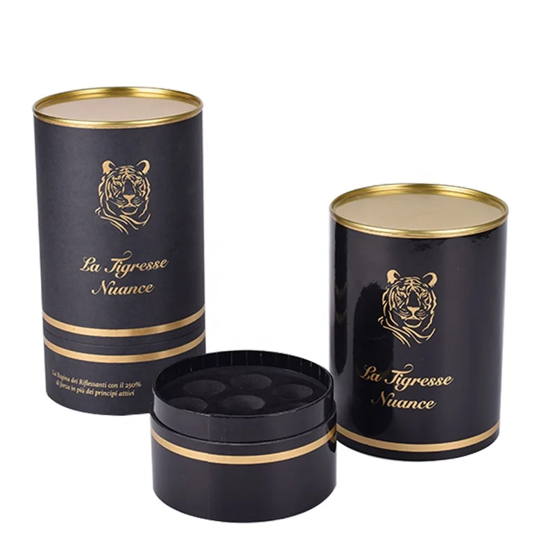 white black cylinder paper tubes gift packaging box for dry shampoo cosmetic perfume diffuser essential oil dropper bottle