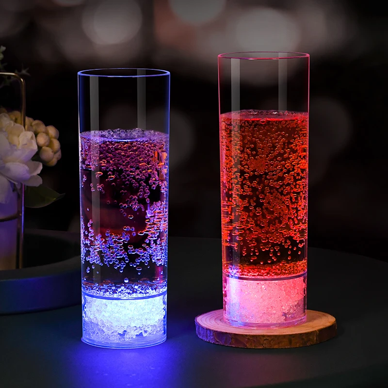 Custom Party Decoration LED Light Up Flashing Wine Beer Cup Reusable Food Grade Plastic Highball Tumbler Glasses