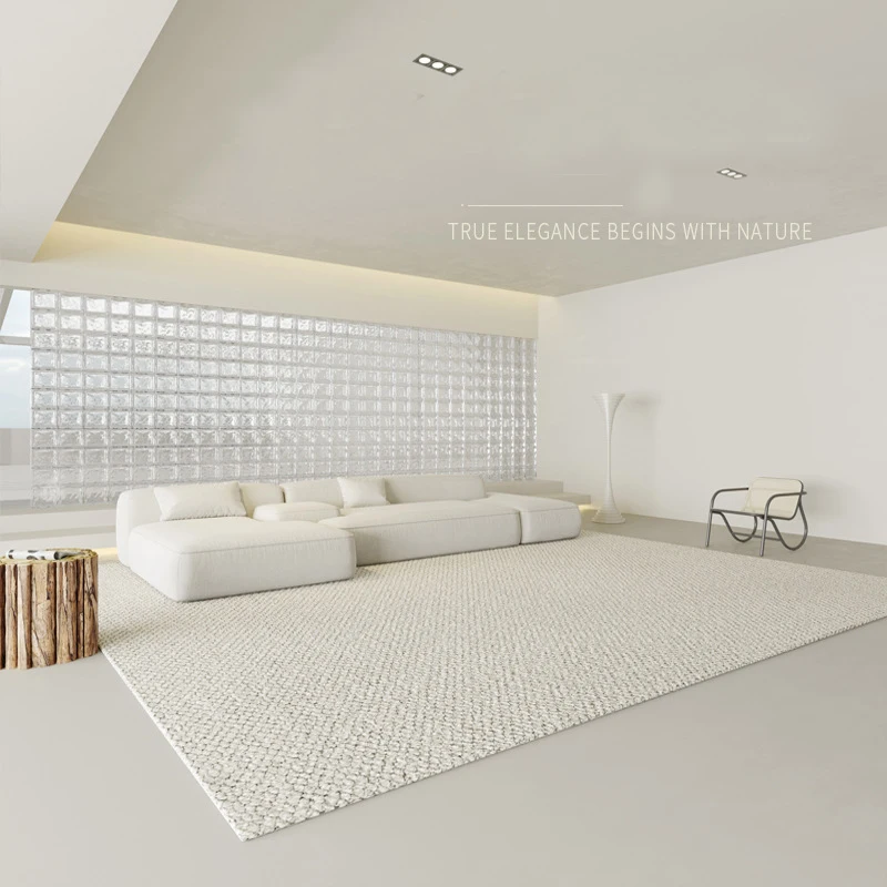 2023 high-end wool carpet plain color quiet wind whole white bedroom light luxury area carpet