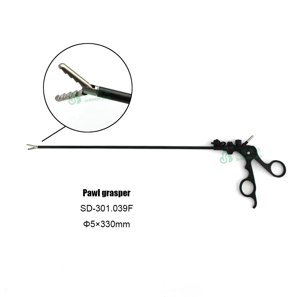 Laparoscopic surgical instrument grasping forceps pawl grasper