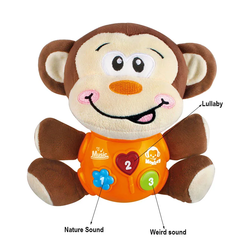 Cute Cartoon Soft Animal Baby Sleeping Electronic Plush Comfort Toys With Music And Light