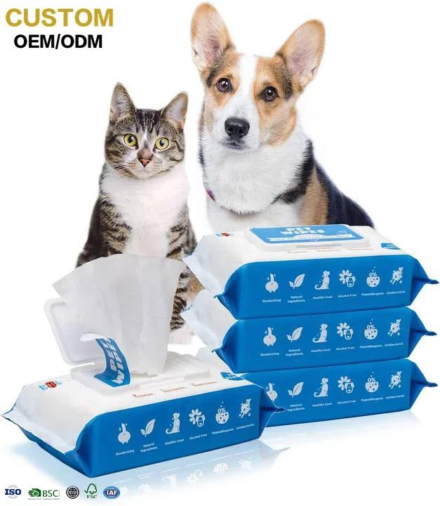 Бесплатные образцы оптовая продажа одноразовые салфетки для собак кошек спанлейс Нетканые влажные ухода за животными дезодорирующие лапами чистка ягодиц