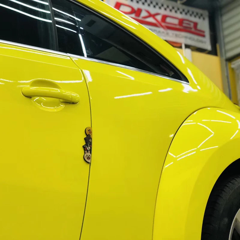 WRAPMASTER 1.52*18m Super Gloss Crystal Lemon Yellow Vehicle Vinyl Wrap Neon Yellow