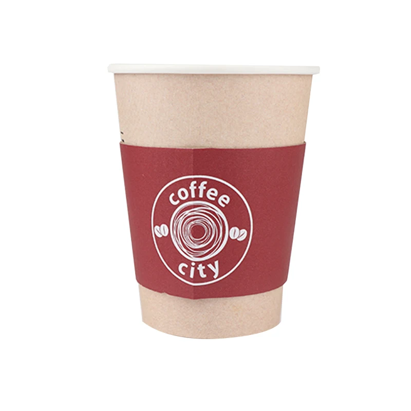 Disposable Coffee Cup Sleeves for 10oz 12oz 16 oz Protective Corrugated Cup Sleeve Brown For Hot Cold Beverage Drinking Cup