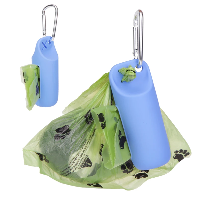 Factory Custom Eco Friendly Durable Pet Waste Dispenser Disposal Portable Hand Free Silicone Dog Poop Bag Holder With Metal Clip