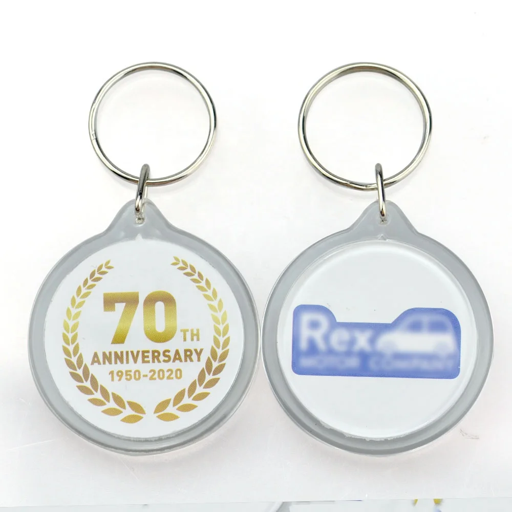 Wholesale hotel keychain Blank Clear epoxy acrylic plastic rectangle circle photo frame key chain
