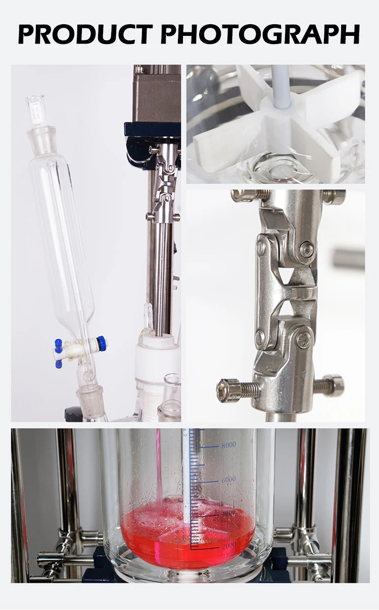 100L Vacuum Distillation Continous Stirred Tank Ultrasonic Glass Reactor