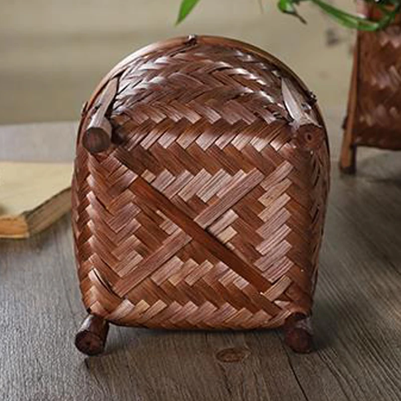 bamboo woven storage basket rustic home decor wedding  Woven Flower mini wicker Basket Portable Basket Rural Style