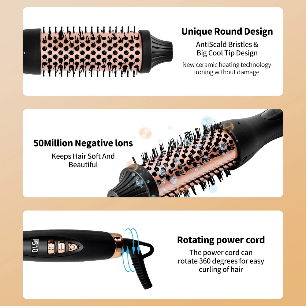 Professional 1000W Portable One-Step Hair Dryer And Styler Portable Blow Dry Styling Hot Air Brush Mini LED Hair Dryer Brush