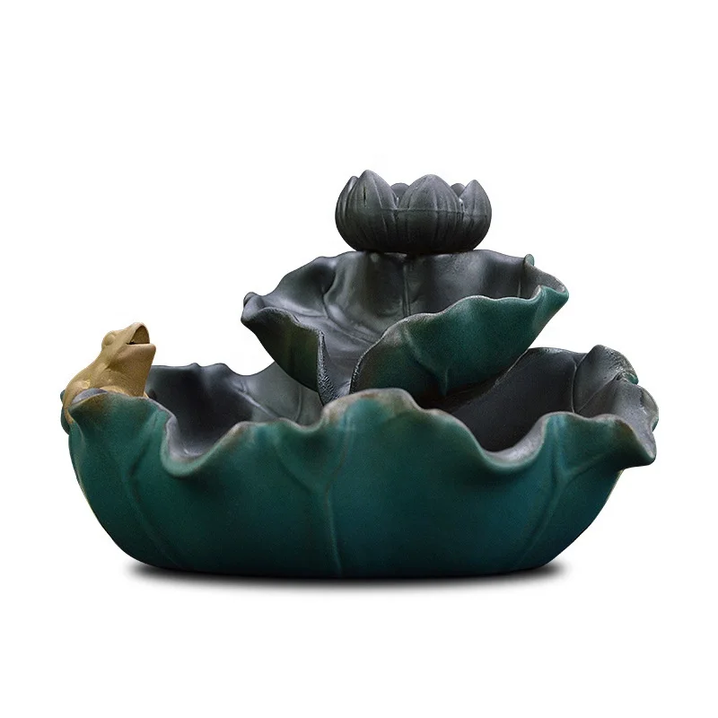 Home indoor sandalwood tea ceremony Zen ornaments lotus flower backflow incense burner