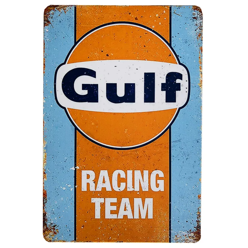 Shabby Chic Vintage Metal Tin Signs Gulf Esso Agip Man Cave Plate Motor Oil Garage Wall Stickers Gas Decor Plaque