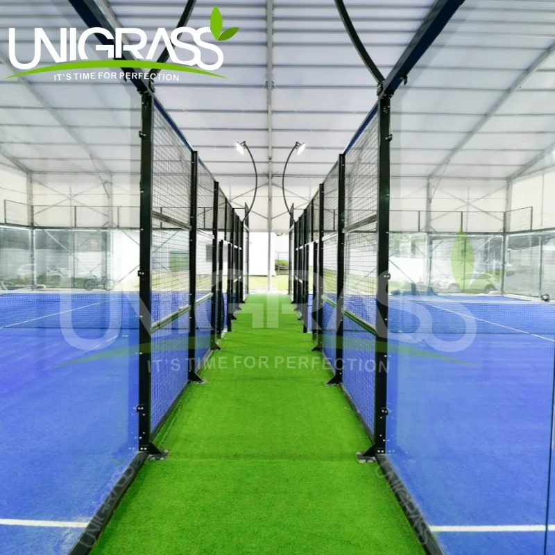 Cancha panoramica de padel, cancha de tenis al aire libre, set completo fuerte cancha padel Cancha de padel