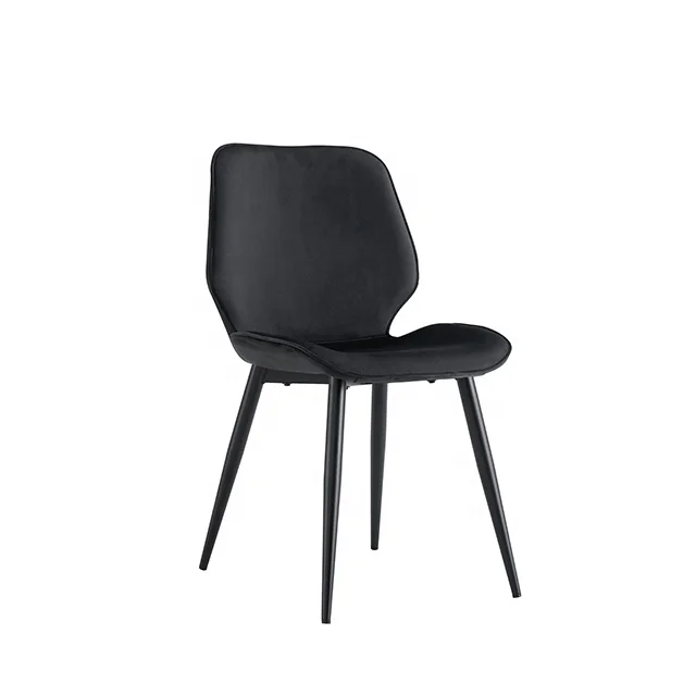 Hot Sale Dining Furniture Modern Velvet High Back Chair Black Dining Chair With Metal Legs