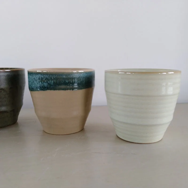 
Dehua cup ceramic 150ml embossed line cup coffee ceramic without handle japan style ceramic mug cup with reactive glaze 