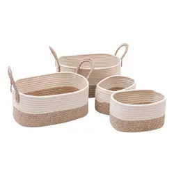 High Quality Customizable Folding Storage Basket Desktop Household Organizer Woven Cotton Rope Cosmetics Sundries Storage Basket