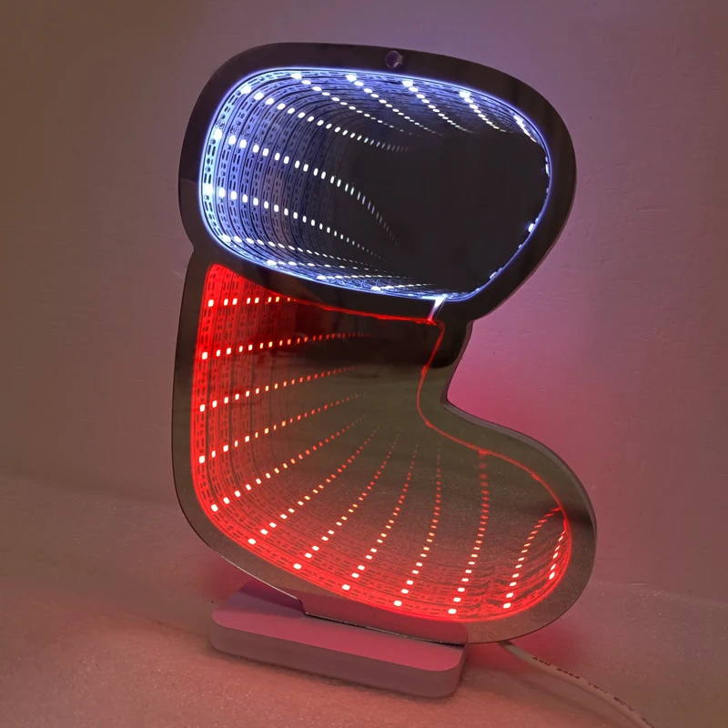 Прямая поставка, бесплатная доставка, 3D рождественское зеркало бесконечности, неоновая бесконечность, зеркало, знак цветов, носки