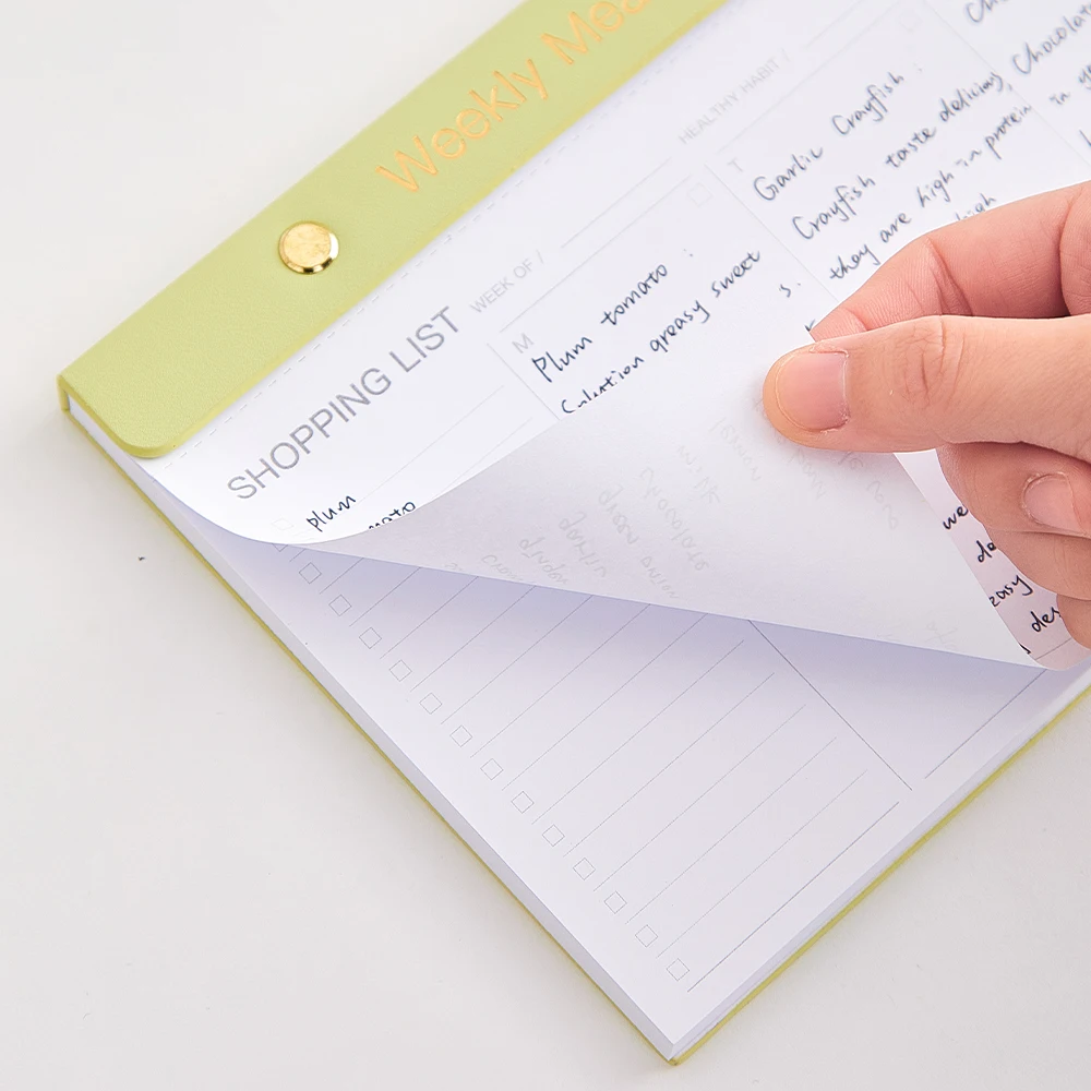 Notepad customized luxury note-pads daily writing planner desk pad perforated with metal screw clip board folder notepad