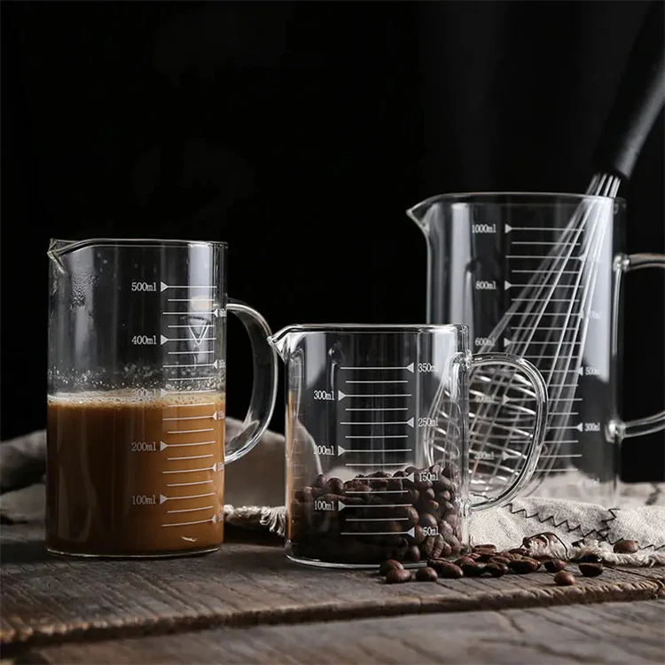 WELLFLYER KIGA-147 Wholesale Glass Measuring Cup with milliliter glass measuring cup for kitchen with handle