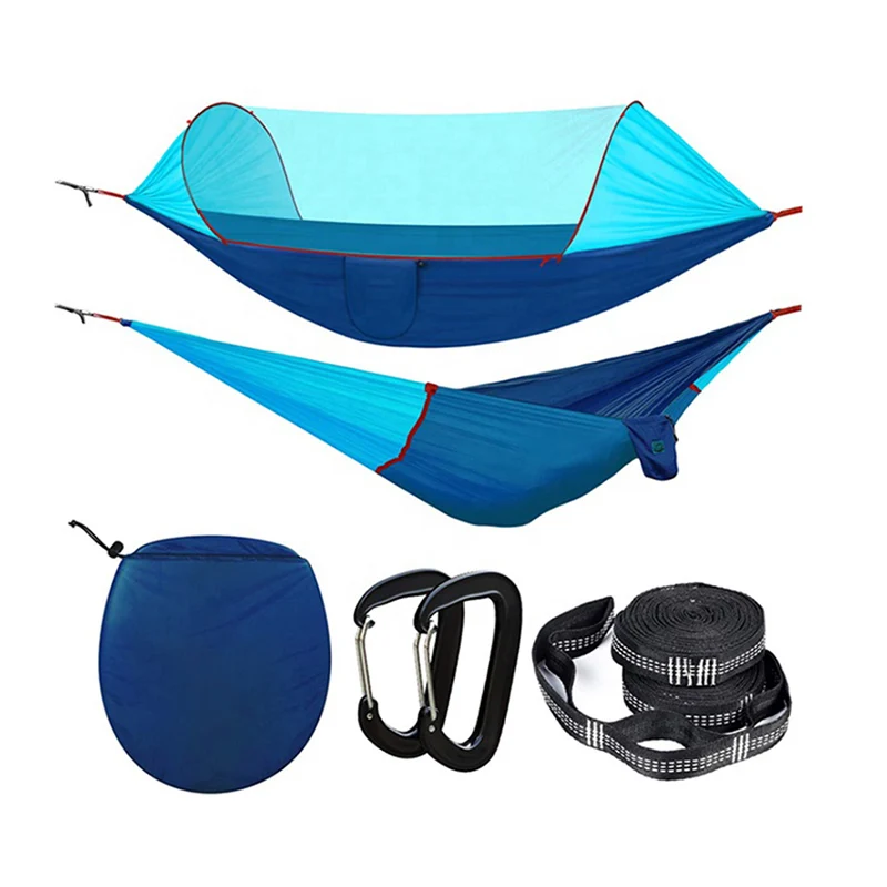 Custom print adults outdoor camping hammock with net ultralight parachute nylon travel hammock