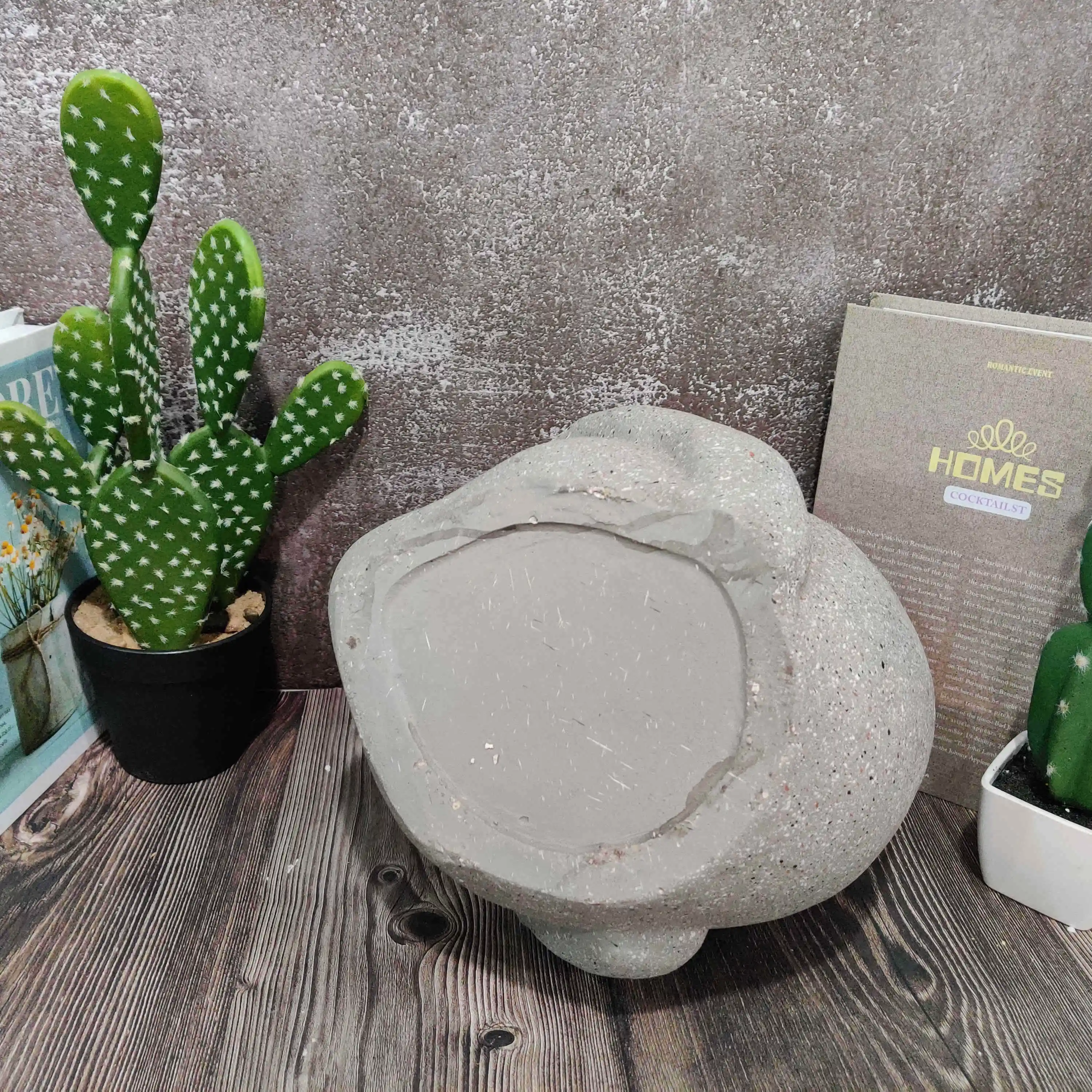 No See Evil Garden Zen Ornament Resin Stone Flower Pot Magnesia Sculpture Planter