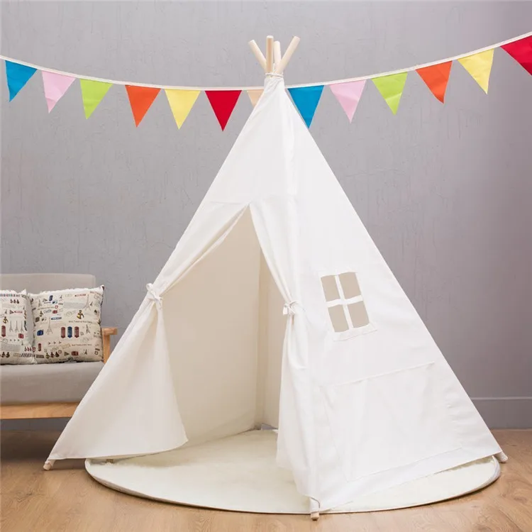Suitable for boys and girls aged 3-8 having party pure cotton canvas for white Teepee