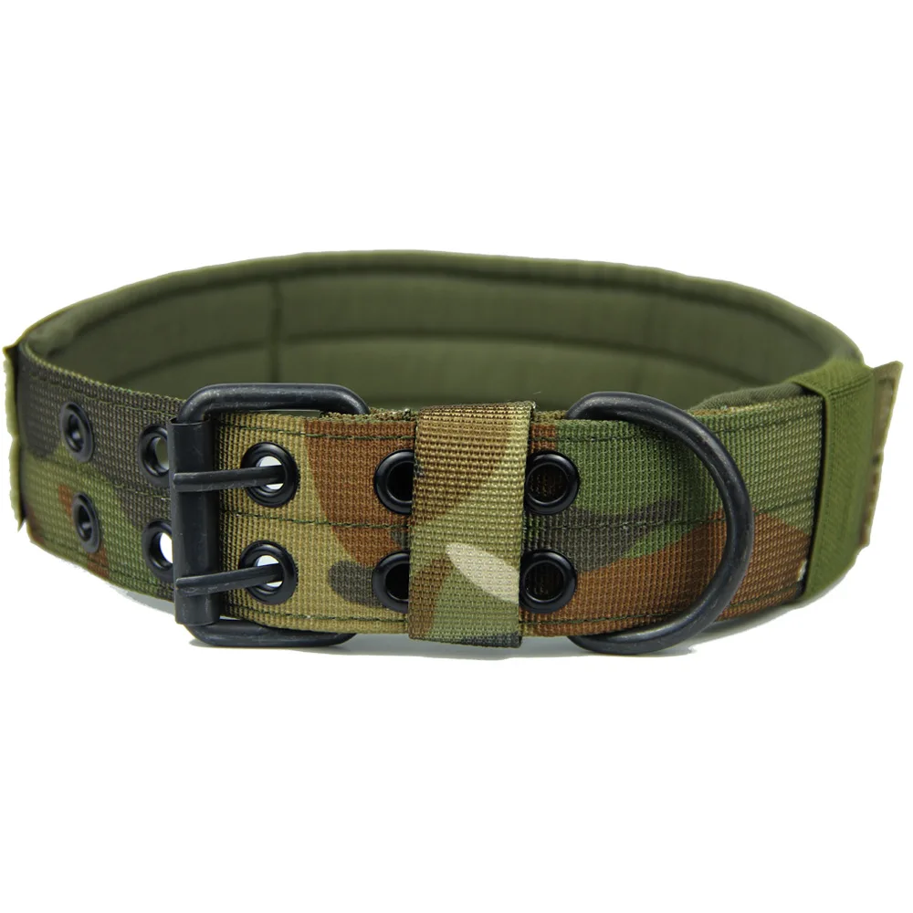 Five stop adjusting pin buckle tactical dog collar training nylon dog collar tactical dog vest