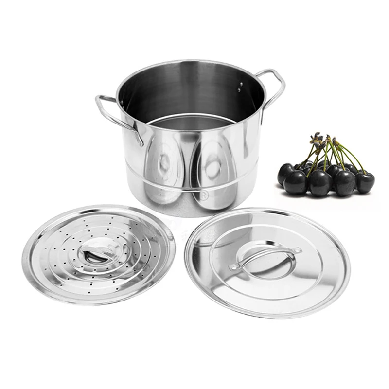 High Quality Double Boiler Cookware Deep Stock Pots For Cooking 410 SS Steam Pots With Steamed Slices