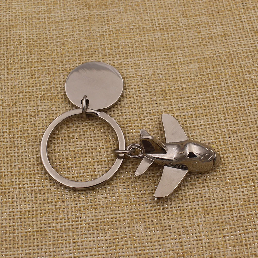 Custom made creative three-dimensional aircraft model batch key chain plane travel blank key chain