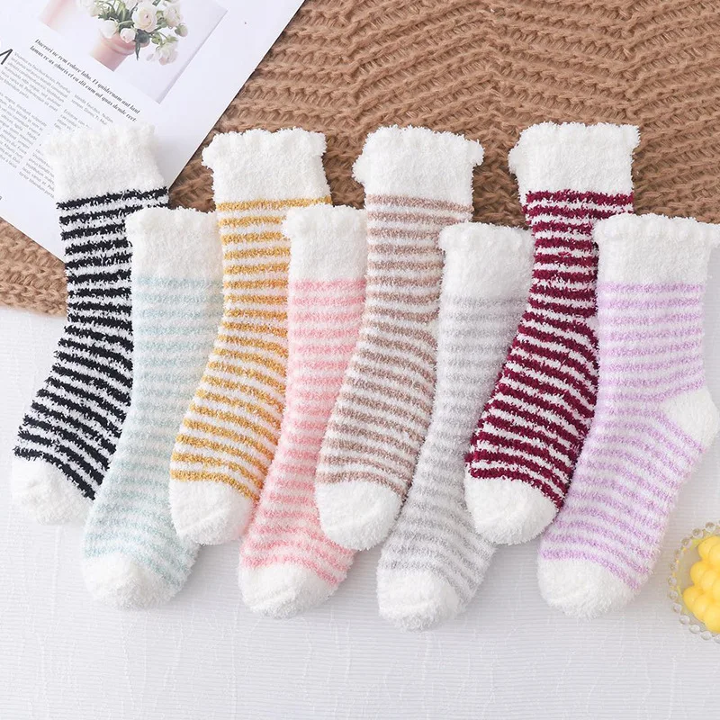 OEM Factory Custom Women Cozy Fashion Coral Velvet Thick Warm Indoor Socks