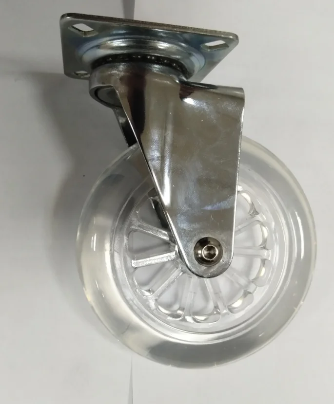 Поворотный Ролик для мебели 50 мм с прозрачным полиуретановым колесом