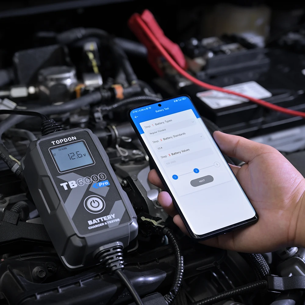 TOPDON New Design TB6000 Pro 12v 6a Intelligent Smart Car Motorcycle Battery Charger With Lcd Pulse Repair For Auto Motorcycle