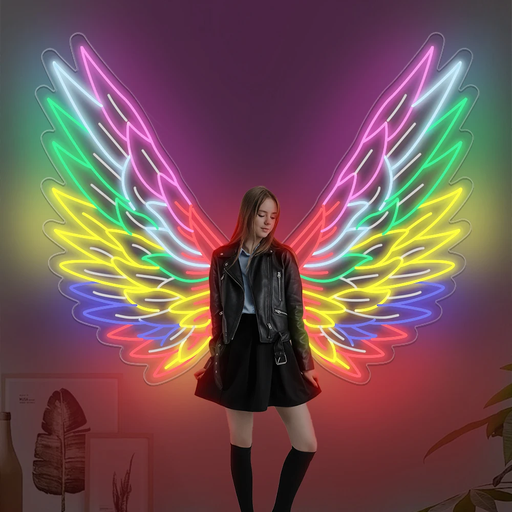 LED neon sign Illuminated Logo Acrylic Wing Love Wedding Custom Neon Signs Word Lights for Home Bar