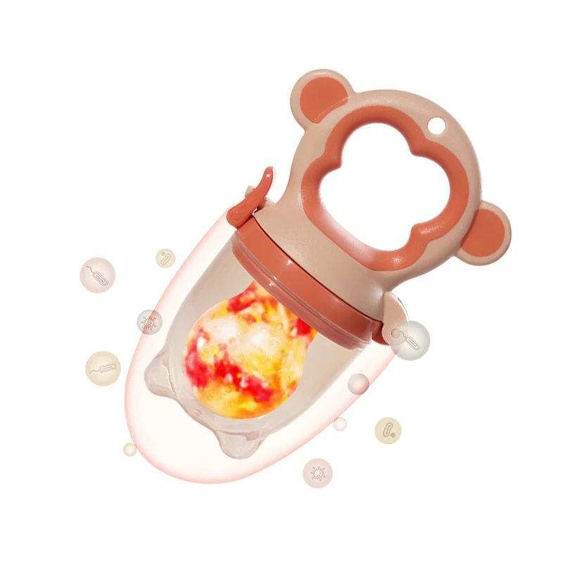 BPA Free Monkey Shape Silicone Baby Fresh Food Fruit Feeder Hot Food Grade Silicone Cute Style for Feeding