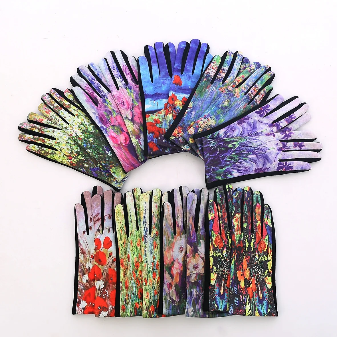 Customize Word Famous Painting Print Gloves Women Fashion Winter Gloves