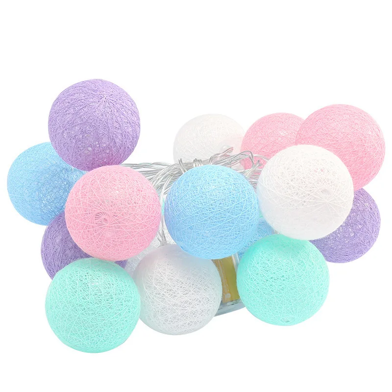 Holiday String Lights Christmas 1.5M 3M Cotton Ball LED Strip Fairy Lights For Party/Arch/Patio/Tree/Bistro/Curtain Decorations