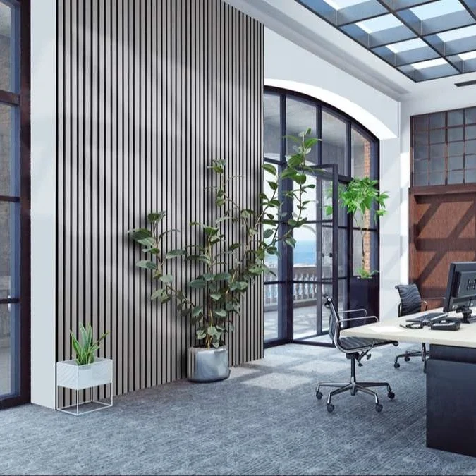 China Cheap Price Decorative Sound Absorbing Wood Veneer Slat Wall Acoustic Panels For Wall Decoration And Acoustic Treatment