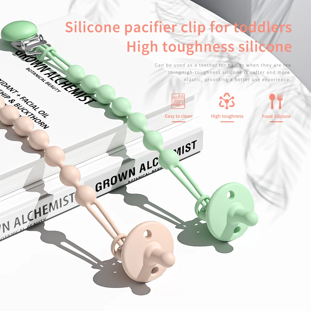 Customized silicone bead baby dummy clip baby pacificer clip silicone product silicone pacificer chain  baby pacifier strap