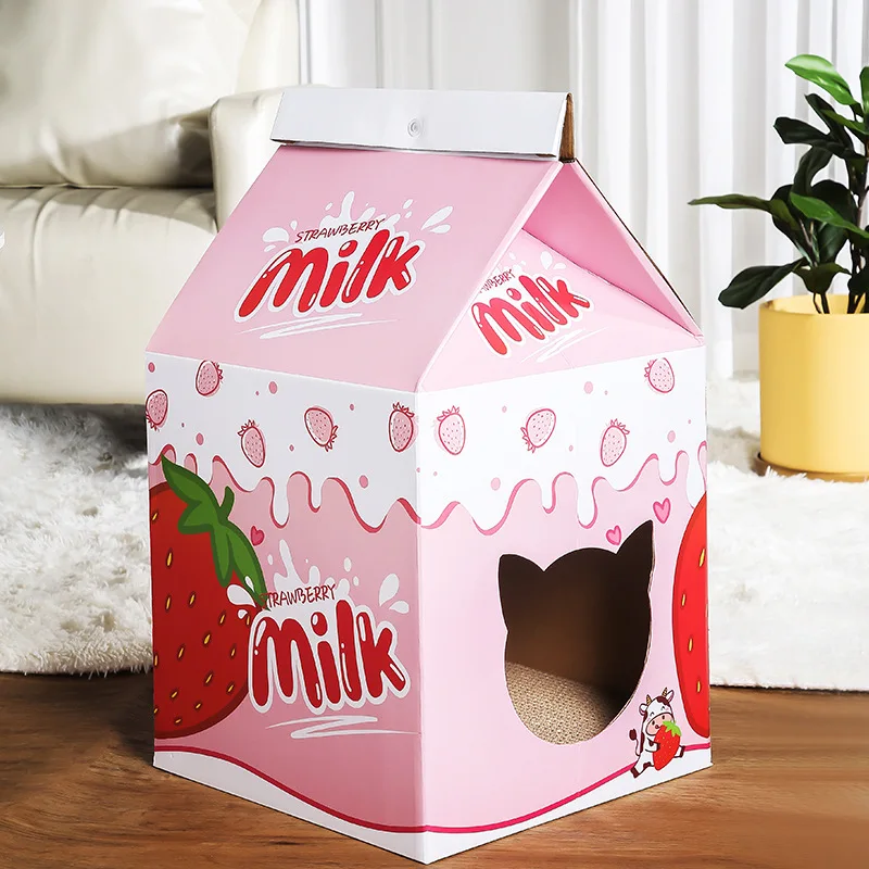 Milk Box Shape Cat Scratcher Cardboard House Big Cat Scratcher Cat House Cardboard