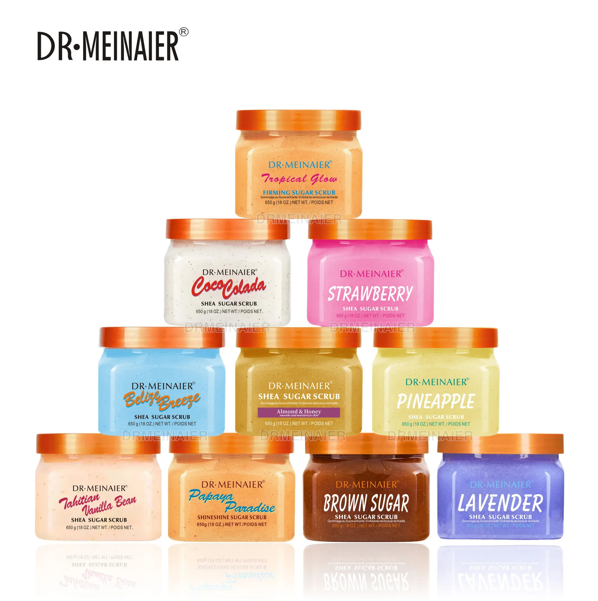 DRMEINAIER body scrub skin care exfoliating whitening brightening Shea sugar scrub body Fruit sugar face body scrub 650g