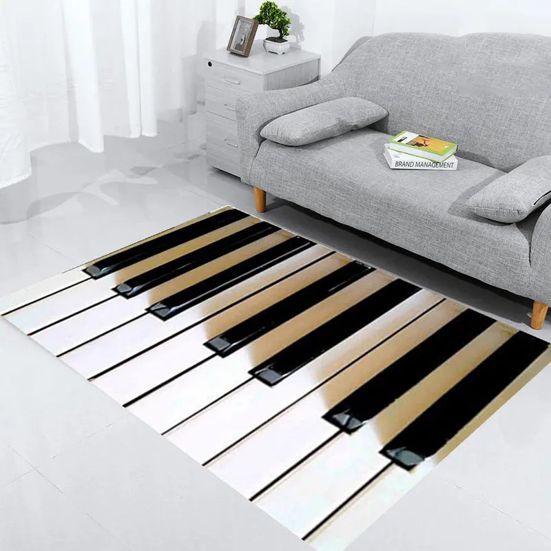 Music keyboard Note kids Piano mat Patterned Digital Printed Washable Area Rug Non-Slip Floor Mat Based Modern Living Room