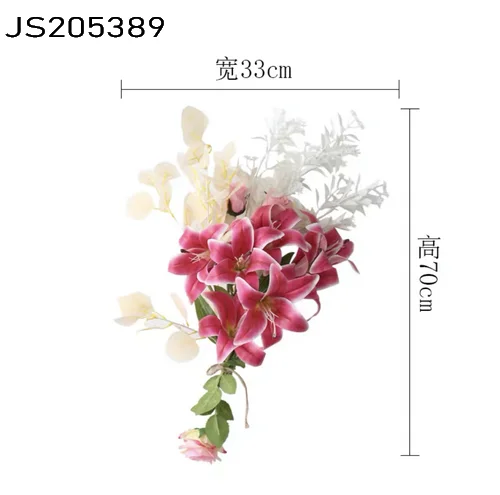 Faux pink tulip design artificial flower bouquet