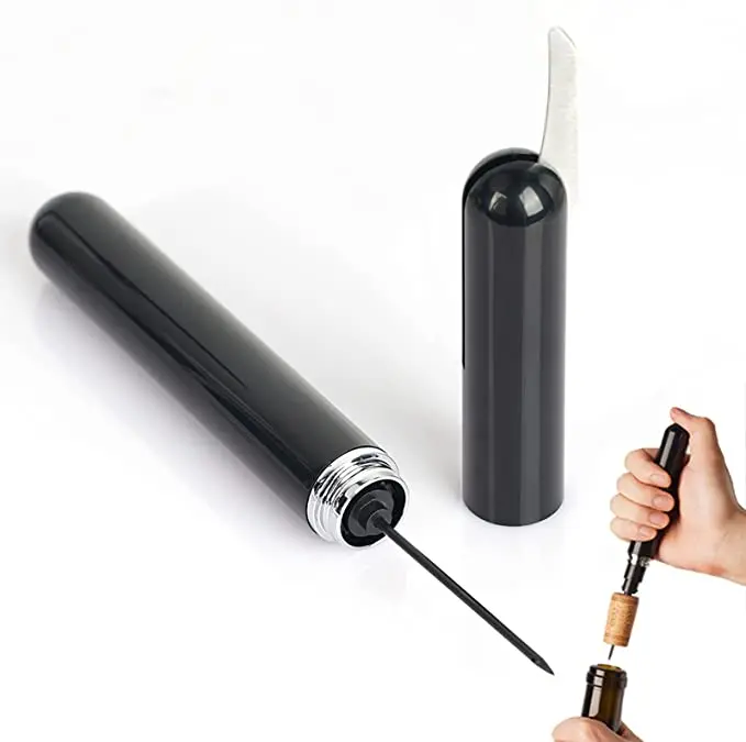 Bartender Kit Easy-Open Air Pump Wine Opener 2-in-1 Portable Travel Wine Corkscrew Handheld Wine Cork Remover