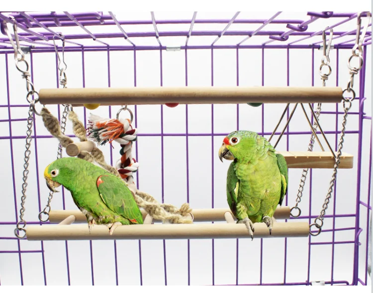 Natural Wood Bird Parrot Toys Birds Playground Climbing Toys Parrots Stand Perch Pet Training Parrot Toy Pet Bird Ladder