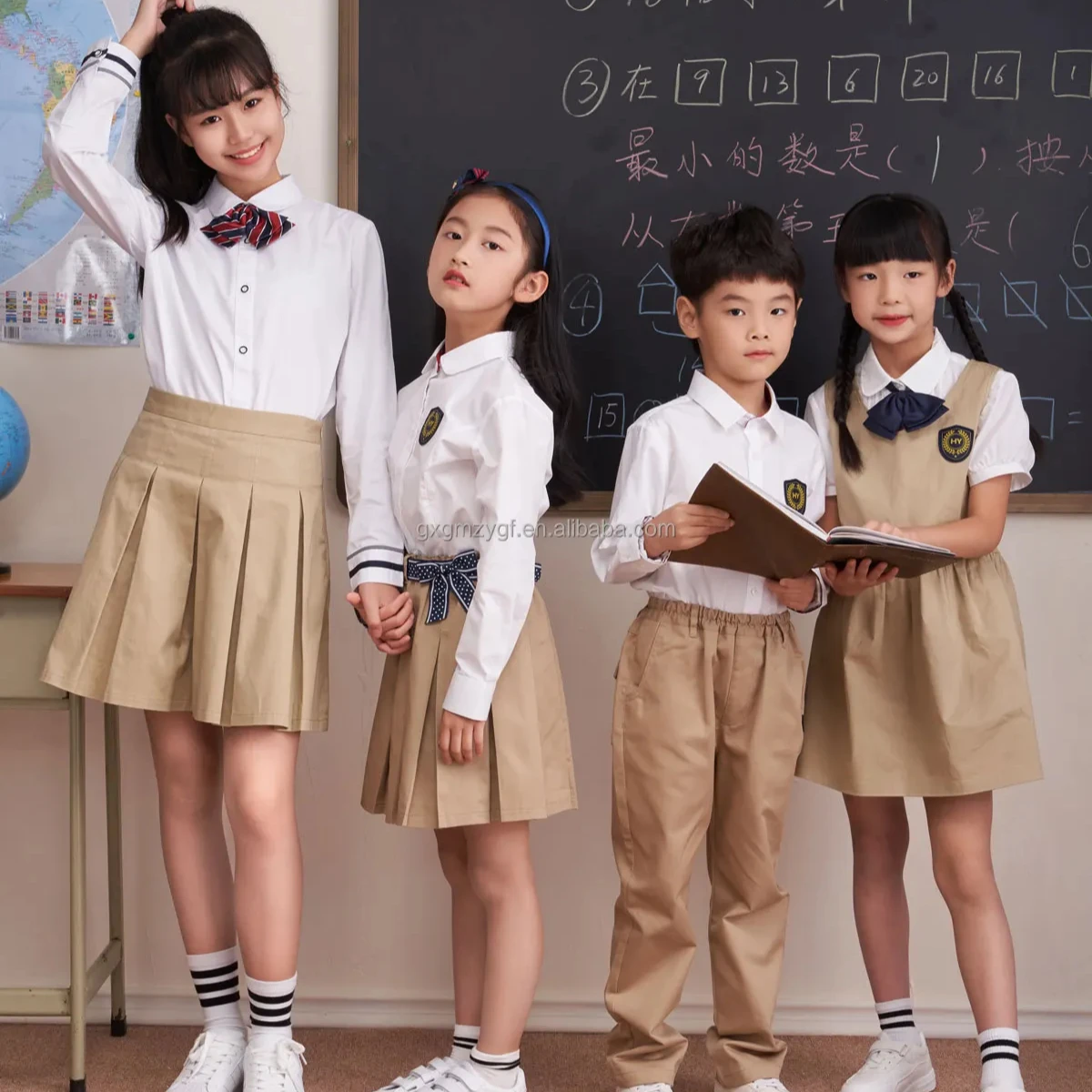 Manufacturer Custom Logo Wholesale kids Summer short-sleeved shirts middle school uniforms boys and girls set school uniforms