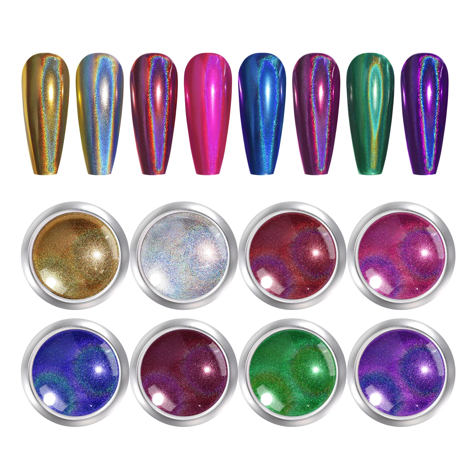 Colorful Chrome Powder Nail Art Rubbing Glitter Mirror Effect Manicure Colorful Nail Art Metallic Pigment Dust