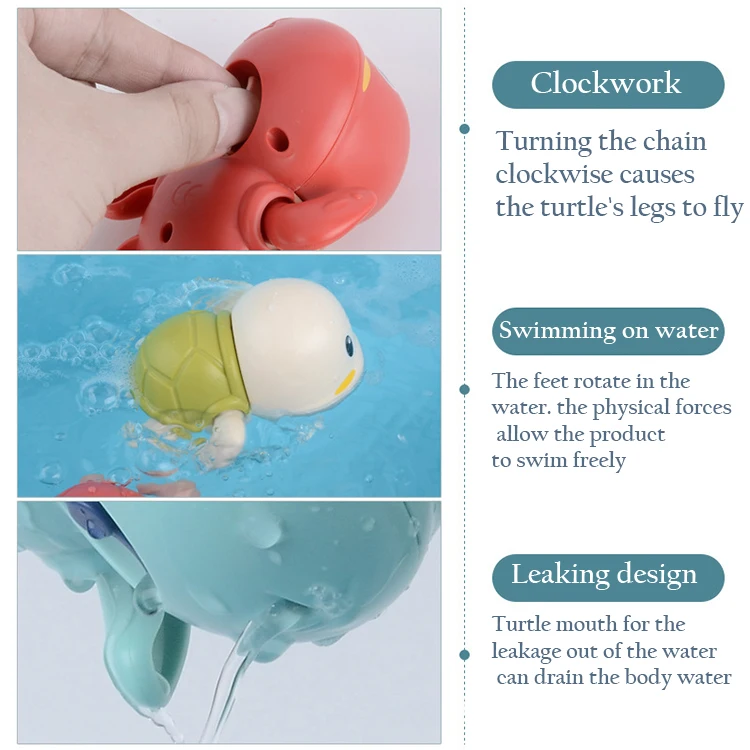 Hot Sale Wind-up Toys Plastic Clockwork Toys For Bathing Turtle Wind-up Plastic Clockwork Bath Wind Up Toys